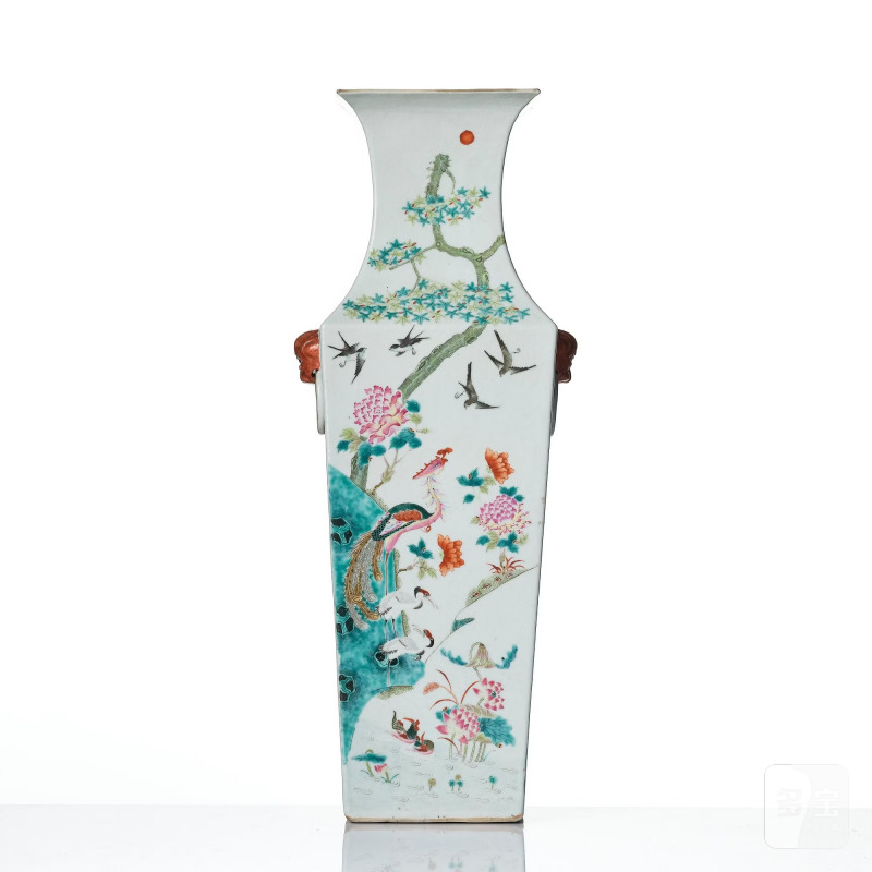 A large famille rose 'birds in a garden' vase, - 图4